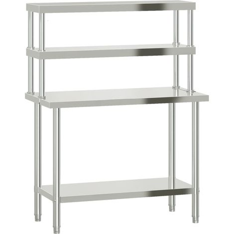 Tavolo da lavoro professionale da cucina con ripiano 110 x 55 x 150 cm in acciaio inox 020045420