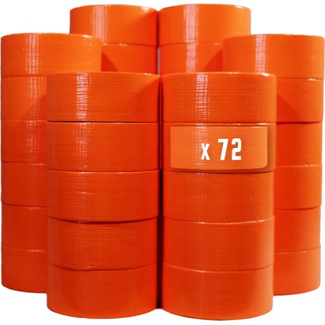 TECPLAST Lot de 72 Rubans adhésifs toilés orange 50 mm x 33 m - Rouleau adhésif pour fixer les bâches, fils et câbles