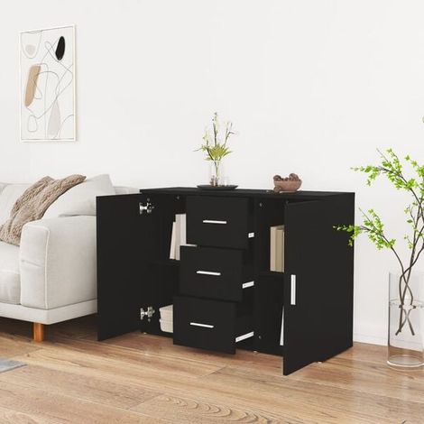 Buffet Bas de Cuisine 91x29.5x65 cm en Bois d'Ingénierie, Meuble de Rangement Moderne avec Portes et Étagères Ajustables, Idéal pour Salon, Entrée ou Salle à Manger (1/5)