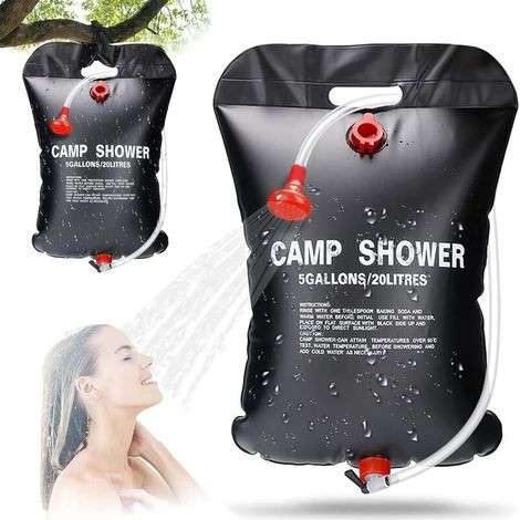 Sac de douche solaire 20L – Matériau étanche – Flexible amovible – Pour camping, plage, randonnée, urgence (1/5)
