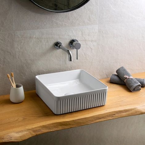 Lavabo bagno scanalato 36.5 cm in ceramica  KLS-3650R kamalu