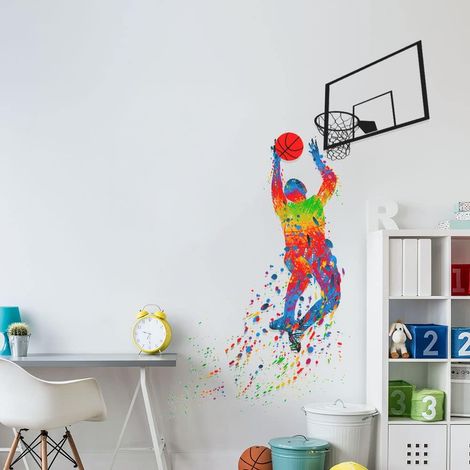 Basketball-Wandtattoos, Basketballspieler-Dunking-Sticker, inspirierende selbstklebende Wandtattoos für Jungen (1/4)