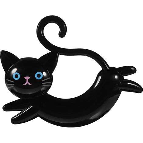 Porte-Serviettes Mural Ventouse Noir en Plastique Forme Chat, Design Créatif et Minimaliste pour Rangement Serviette Salle de Bain Gain de Place (1/5)