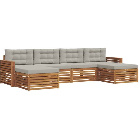 Conjunto de sofás de exterior 6 uds. Gris Natural y Claro vidaXL (1/5)