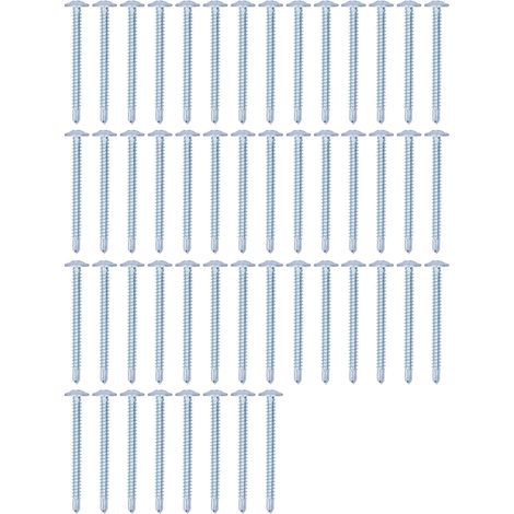 Vis à métaux autoforeuses tête plate ronde rondelle 4,2x50mm, lot de 50, acier carbone zingué, visserie croix pour fixation (1/5)
