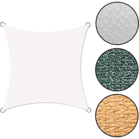Koem vela telo ombreggiante quadrato 5x5m in HDPE colore beige con anelli di ancoraggio e corda da giardino esterno Beige 5x5 m