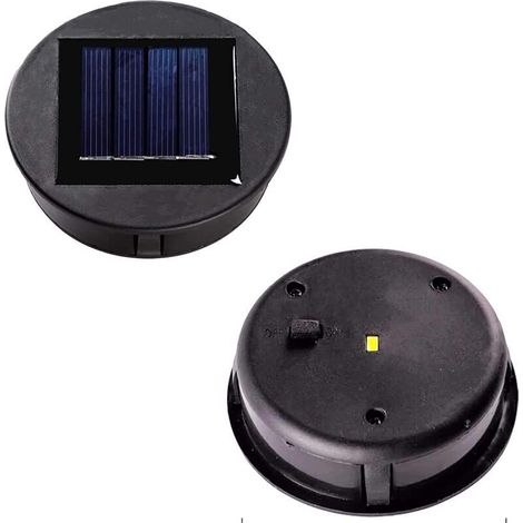 Pieces Replacement Solar Lantern Top Solar Panel Light Cover with LED Bulb, DIY Solar Lantern for Outdoor Garden Decor (1/4)
