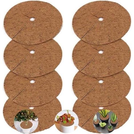 8Pièces Tapis de Coco Plantes Disque de Paillage Coco Tapis de Paillage en Fibre de Coco Tapis de Désherbage des Plantes Tapis 20cm (1/5)