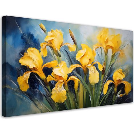 Tableau déco Fleurs Iris Jaune 80x40 (1/5)