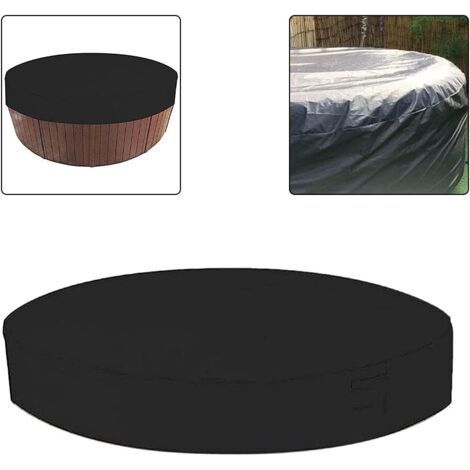Couverture de spa ronde 200 cm – Taffetas de polyester enduit d'argent – Imperméable et résistante aux UV – Sangles réglables pour un maintien optimal (1/5)
