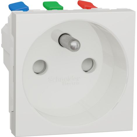 Unica - prise 2P+T - FR - 90° - goulotte - connex rapid - Blanc anti - méca seul (NU305920T) (1/5)