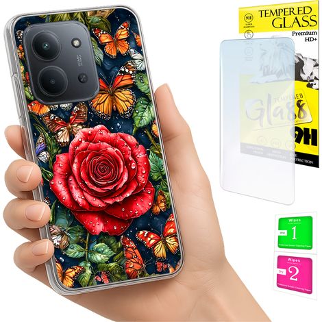 Custodia per Xiaomi Redmi 15C 5G 173mm / Custodia per Poco C85 con retro a farfalla e vetro 9H (1/5)