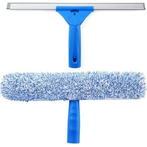 Raclette à Vitre Professionnelle avec Brosse Microfibre, Largeur 35 cm, Raclette Vitre pour Douche, Salle de Bain, Voiture (1/5)