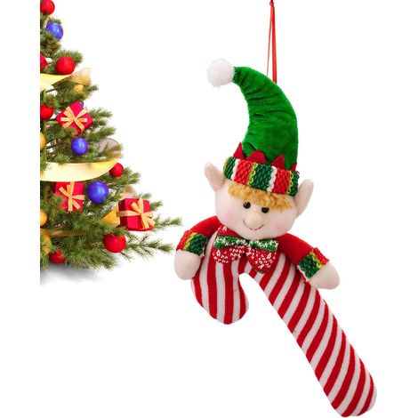 Ornements pour Sapin De Noël Pendentif Peluche Chapeau Vert Ornements En Peluche Pour Sapin Noël Pour Maison, Salon, Chambre, Jardin, Porte D'Entrée, Rétroviseur De (1/5)