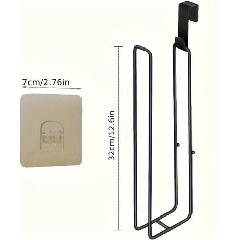 (Noir) 1 pièce Organisateur mural pour salle de bain et cuisine, sans perçage, porte-essuie-tout suspendu pour rangement de lavabo et toilettes (1/5)