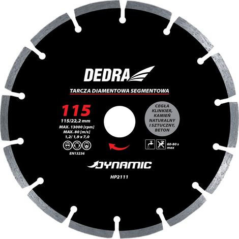 Disco de diamante Dedra hp2117e 250 mm corte húmedo seco