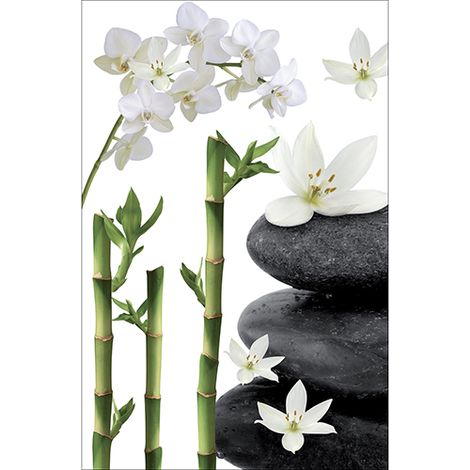 Sticker réfrigérateur et lave vaisselle, zen détente bien-être nature déco, 75 cm X 49 cm (1/4)