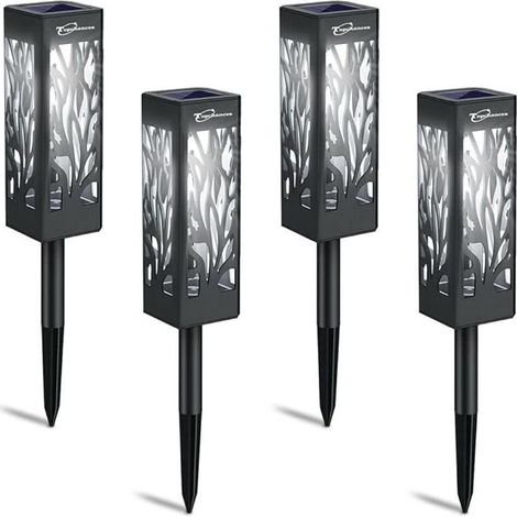 Lot de 6 lampes solaires de jardin d'extérieur, piles incluses, lumière blanche, étanches. (1/5)