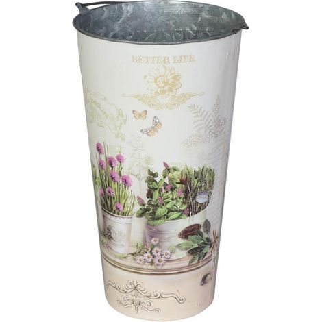 Verzinkter Eimer mit Blumenmotiv II (1/2)