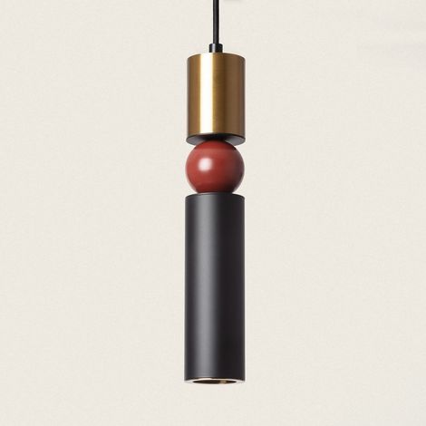 Lámpara Colgante Metal y Cristal Luyo Rojo