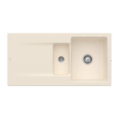 Fregadero 1 1/2 senos VILLEROY ET BOCH Siluet 60 R Marfil CeramicPlus