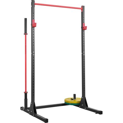 Cage de Musculation Polyvalente avec Crochets Réglables 28 Niveaux, pour Squats, Développé Couché et Tractions - Équipement de Fitness à Domicile (1/5)
