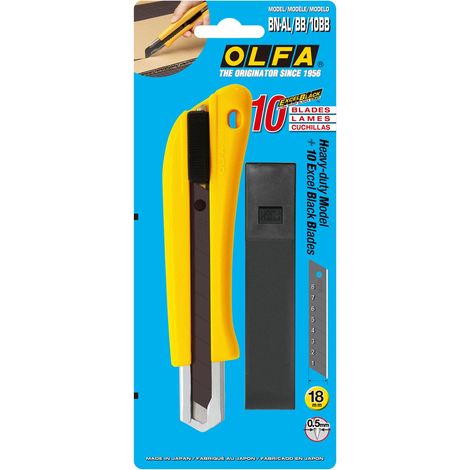 Cutter multifonction OLFA avec verrouillage automatique et 10 lames de 18 mm Excel Noir