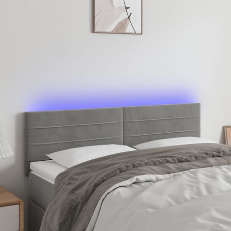 Tête de lit à LED - Design industriel - Pour Lit adulte - Gris clair 144x5x78/88 cm Velours Chic-217306 (1/5)