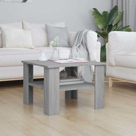 vidaXL Mesa de centro de madera contrachapada gris Sonoma 60x60x42 cm (1/5)