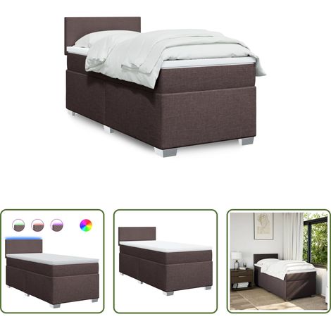 Matratze - Boxspringbett mit Matratze Dunkelbraun 100x200 cm Stoff (1/5)