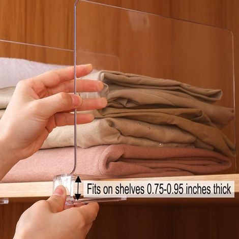 2 transparente Acryl-Trennwände für Kleidung, Aufbewahrungstasche für Kleiderschrank oder Regal. (1/5)
