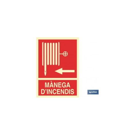 Cartello luminescente 297x210mm per manichetta antincendio sinistra