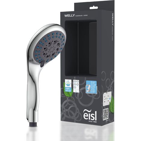 EISL Welly DX6051 - Doccetta doccia regolabile in 5 posizioni, con guarnizione a risparmio d'acqua, attacco universale per tubo doccia, doccetta doccia, cromato (1/5)