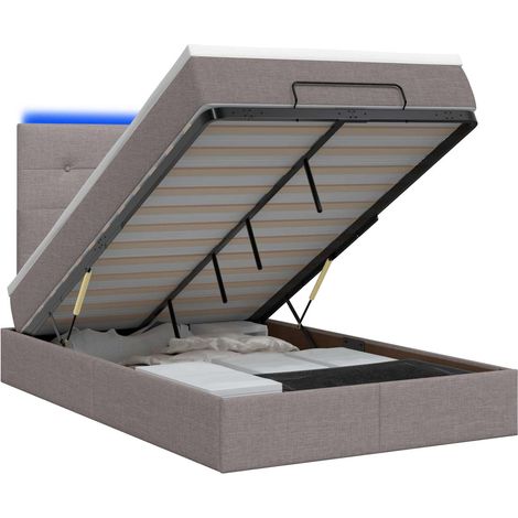 Maison Exclusive - Lit coffre avec matelas et LED Taupe 120 x 200 cm Tissu (1/5)