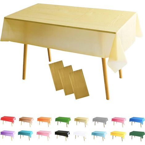 3er Pack Tischdecke Gold 137x274cm Rechteckig Kunststoff Wasserdicht