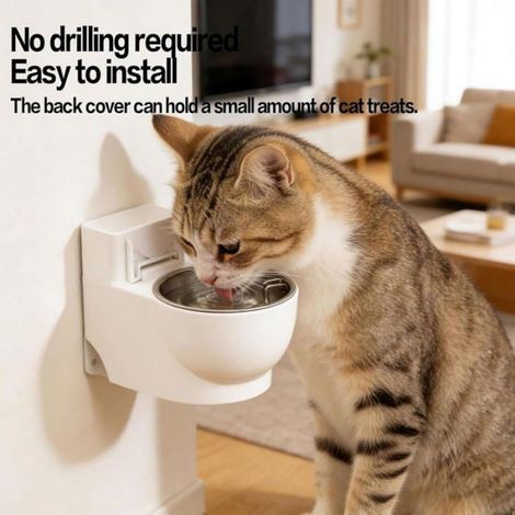 Gamelle toilette chat murale en inox, fontaine suspendue créative Meoiruery (1/5)