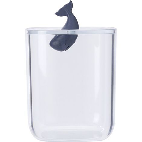 Boîte de Rangement Transparente pour Coton-Tiges Multifonction avec Couvercle - Décor Baleine Salle de Bain (1/5)