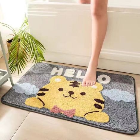 Tappetini da bagno antiscivolo e assorbenti, lavabili in lavatrice, tappetino da bagno morbido in peluche, tappetino doccia ad asciugatura rapida con retro in gomma antiscivolo, k (1/2)