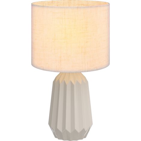 Tischlampe, Tischleuchte, Nachttischlampe mit Leinenschirm, Wippschalter, Schreibtischlampe, 22 x 22 x 39 cm, Beige (1/5)