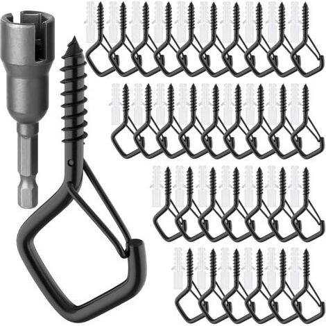 Set mit 18 Edelstahl-Schraubhaken, Deckenhaken mit Verriegelungsmechanismus, Wandhaken zum Einschrauben zum Aufhängen von Pflanzen und Lampen (1/5)