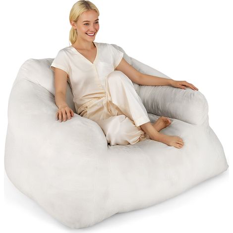 Fauteuil Poire pour Adultes, Canapé Moelleux avec Revêtement en Velours et Fond Antidérapant, Garnissage en Éponge Élastique, pour Salon, Chambre (1/5)