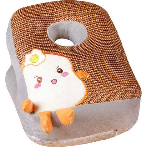 Coussin de bureau cartoon double face en rotin respirant, rembourrage coton doux pour sieste au bureau, maison, chambre, style sandwich. (1/5)