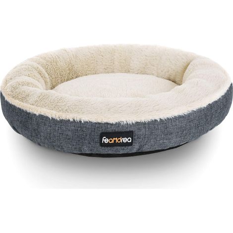 FEANDREA Cuccia per Cani Gatti, Forma di Ciambella 55 cm, Scuro Grigio PGW055G01 (1/4)