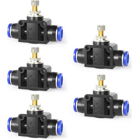 pieces 8mm OD air flow control valve with push-to-connect fitting, straight speed regulator (SA8) (1/5)