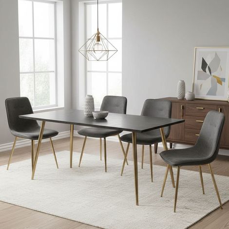 Set aus 4 Stühlen, Cabiate, Samtoptik, gepolstert, Dunkelgrau (1/5)