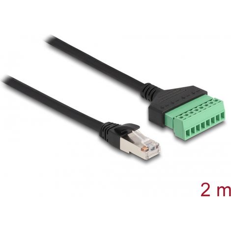 Delock Cable RJ45 Adaptador de Cat.6 macho a bloque de terminales 2 m 2 piezas