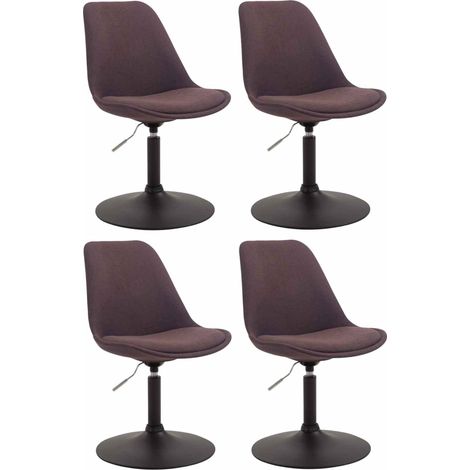 Conjunto de 4 sillas de comedor giratorias con altura regulable tapizado en tela marrón y patas de trompeta de metal negro 100008633 (1/4)
