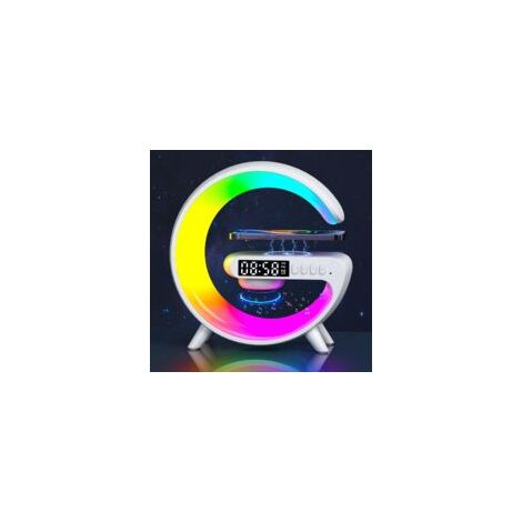 Lampada da tavolo wireless intelligente – Caricabatterie wireless – Altoparlante Bluetooth – LED dimmerabile – Luce notturna USB bianca – Crezuo