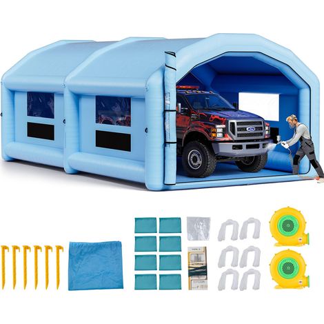 VEVOR Cabina di Verniciatura Spray Gonfiabile 10 x 6 x 4 m, Tenda Spray di Verniciatura a Spruzzo Ventilatori da 950 W e 1100 W, Tetto Rotondo, Tessuto Oxford, Automobilistici (1/5)