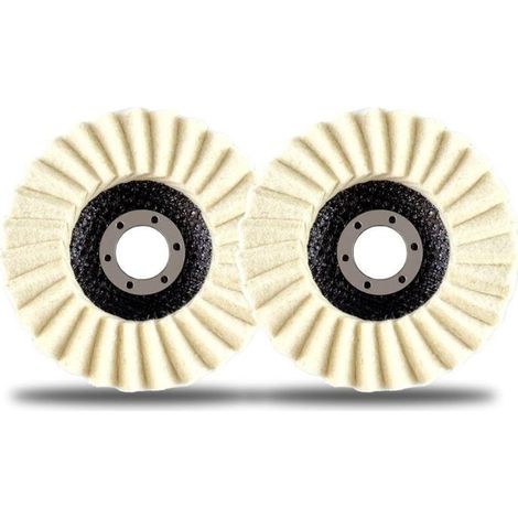 Disques de polissage en feutre de laine - MICH - Lot de 2 - 4,5 pouces - Pour meuleuse d'angle - Métal, marbre, meubles (1/4)